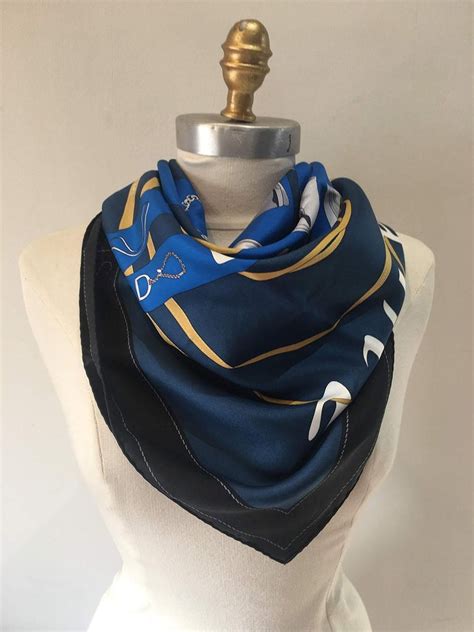 Hermes Monsieur et Madame Silk scarf in Navy at 1stDibs